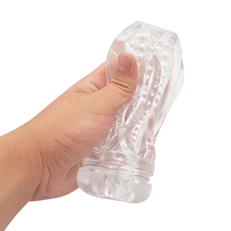 Crystal Clear Manual Masturbator - Advanced Sensory Trainer Cup with Deep-Ribbed Texture