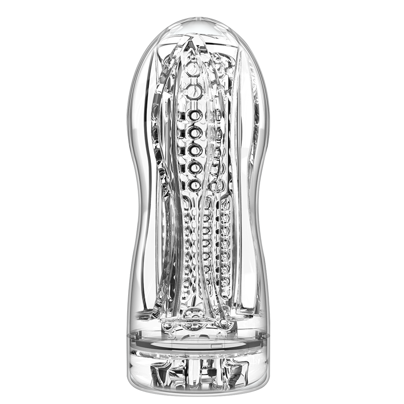 Crystal Clear Manual Masturbator - Advanced Sensory Trainer Cup with Deep-Ribbed Texture