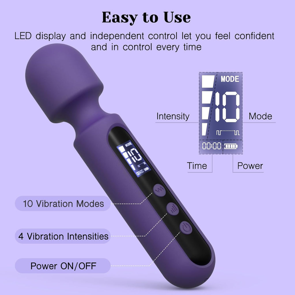 Smart LCD Wand Massager Kit with Interchangeable Attachments