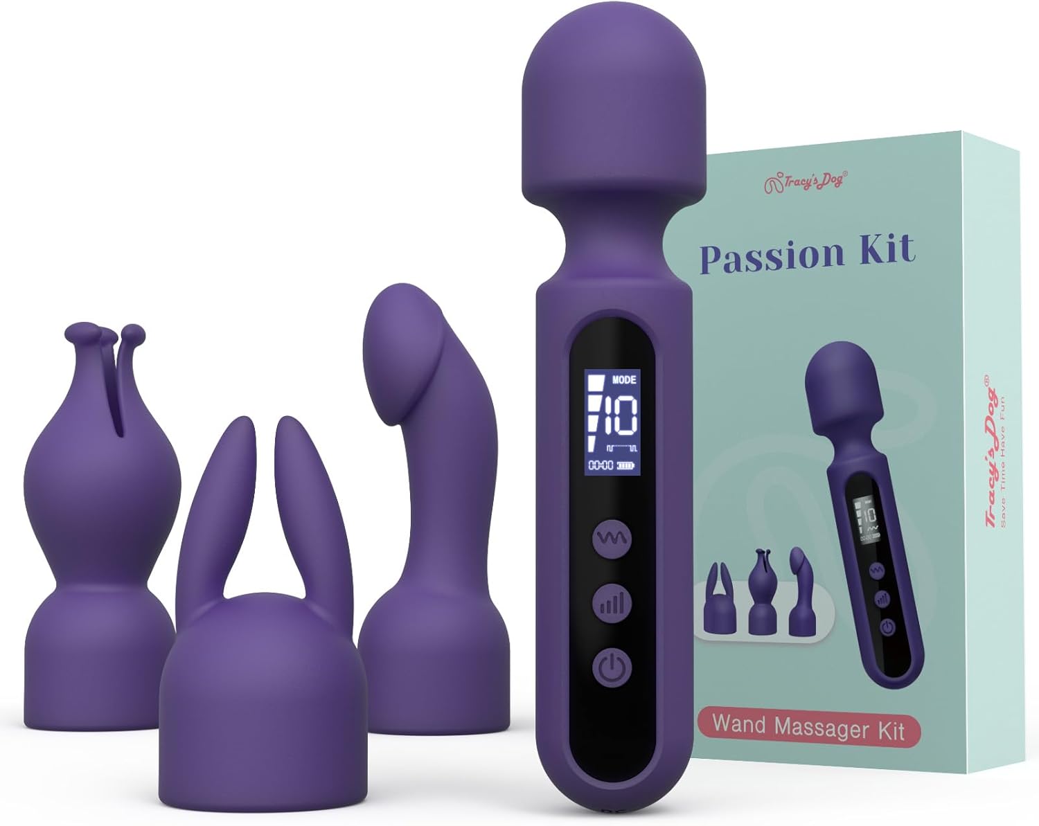 Smart LCD Wand Massager Kit with Interchangeable Attachments
