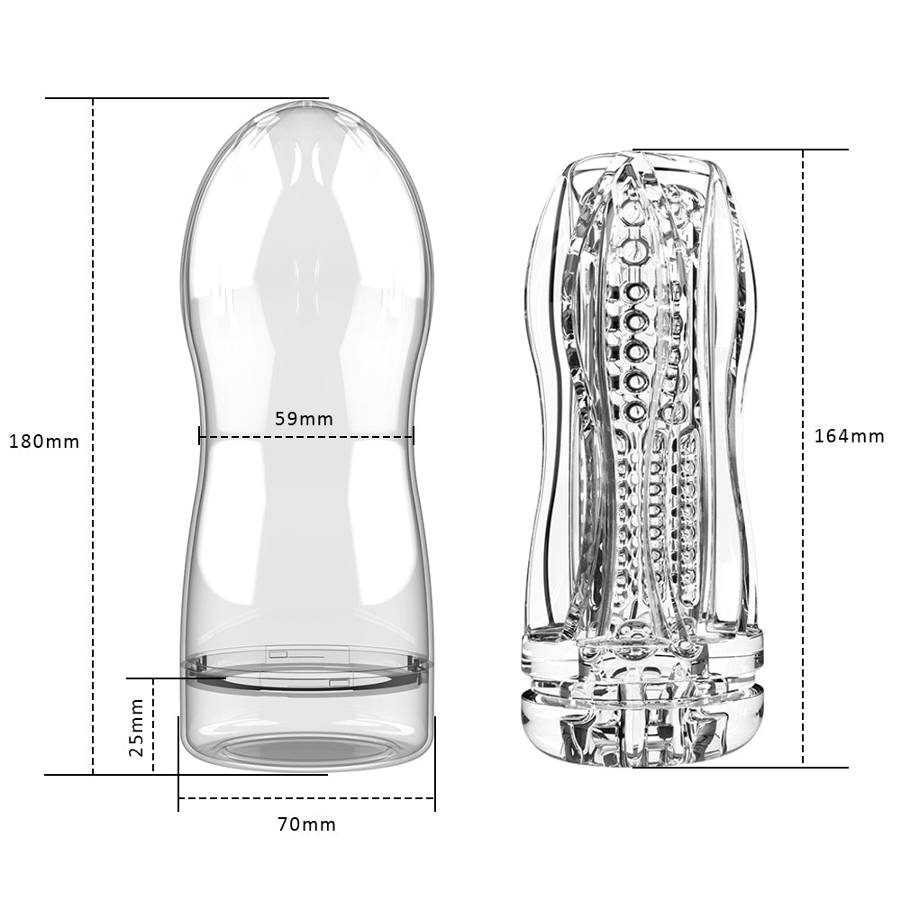 Crystal Clear Manual Masturbator - Advanced Sensory Trainer Cup with Deep-Ribbed Texture