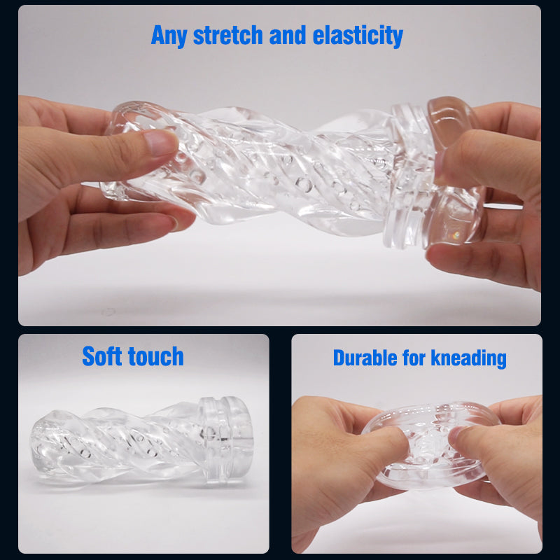 Crystal Clear Manual Masturbator - Advanced Sensory Trainer Cup with Deep-Ribbed Texture