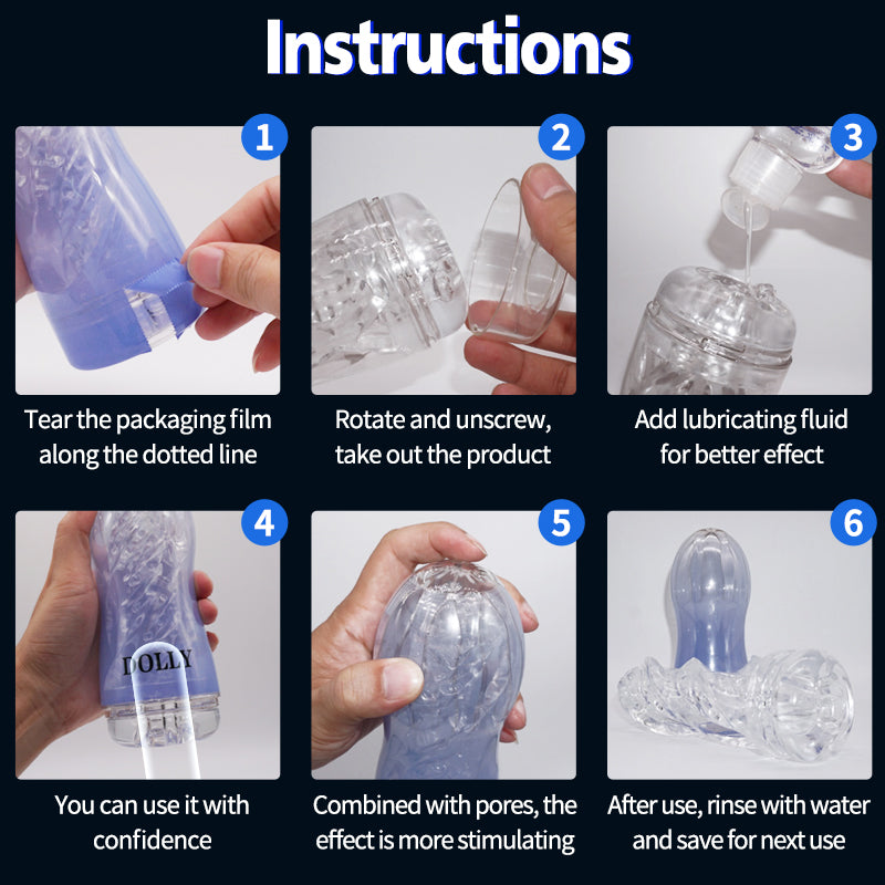 Crystal Clear Manual Masturbator - Advanced Sensory Trainer Cup with Deep-Ribbed Texture