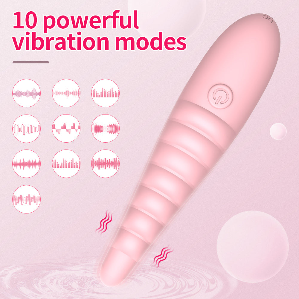 Liquid Silicone Tentacle-Ribbed Wand - 10-Frequency Waterproof Bullet Vibrator for Clitoral & G-Spot Stimulation