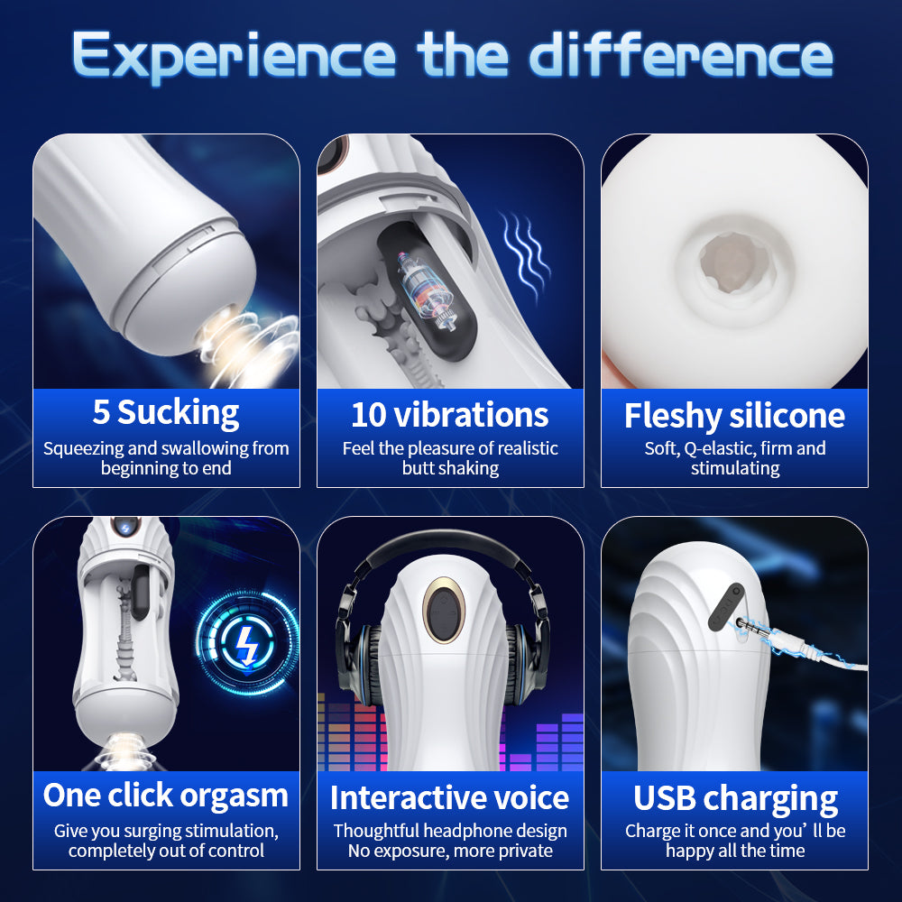 Intelligent Voice Interactive Automatic Sucking Cup - Multi-Frequency Internal Tremor & Deep Suction Masturbator