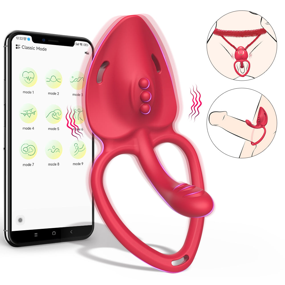 Smart App-Controlled 9 Types of Vibration Ergonomic Massager Hands Free Silicone Couples Toy