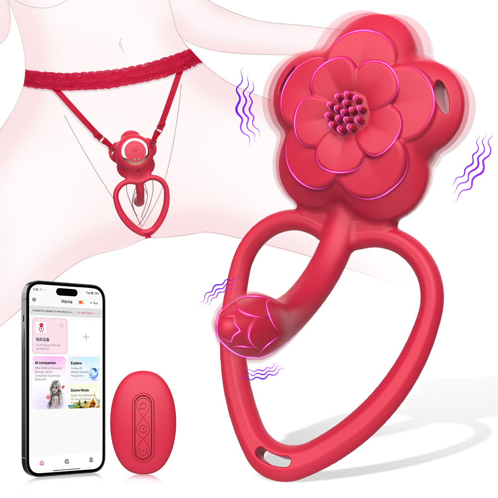 Smart Floral Wearable Vibrator - Triple Control Mode (App, Remote & Manual) - 9-Speed Dual-Stimulation Panty Massager