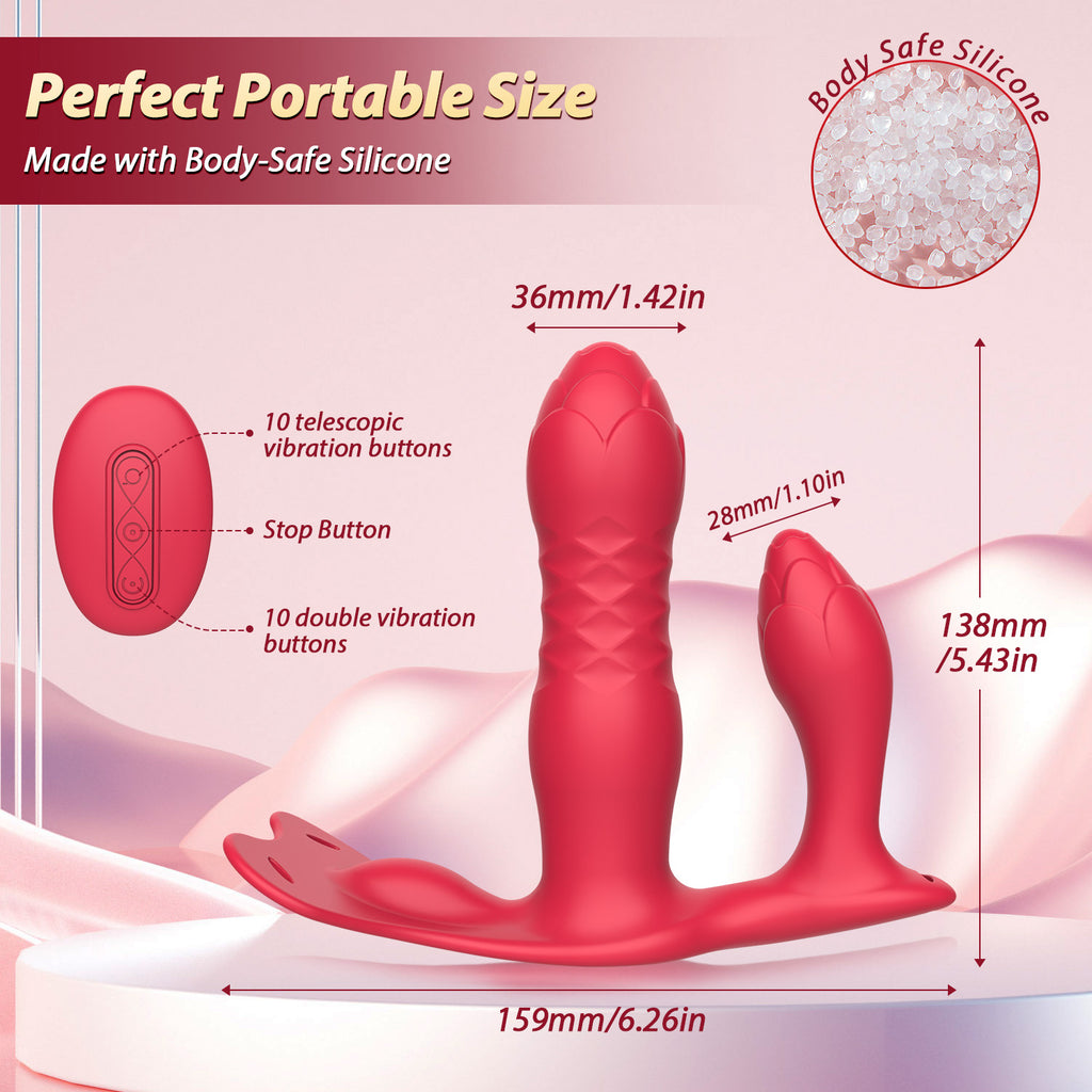 3-in-1 App-Controlled Thrusting Vibrator - Wearable Automatic Telescopic Dildo & Anal Plug with Remote Control